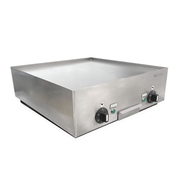 Fat-free, adjustable frying plate,