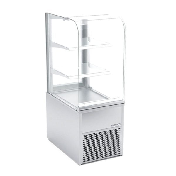 Refrigerated display case with chiller with full glass on the customer's side. Refrigerated display case with chiller with full glass on the customer's side.