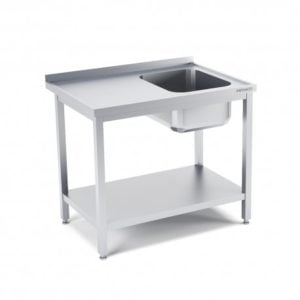 Stainless table with sink and shelf 1000x600x850